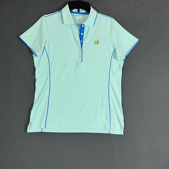 Masters Magnolia Lane Ladies Aqua Polo with Ocean Blue Piping Size Medium - Picture 1 of 10